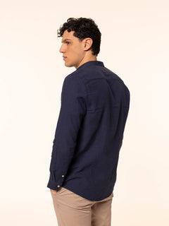 Camicia in lino collo|Colore:Blu