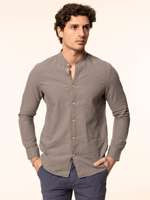 Camicia in lino collo|Colore:Verde