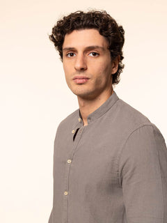 Camicia in lino collo|Colore:Verde