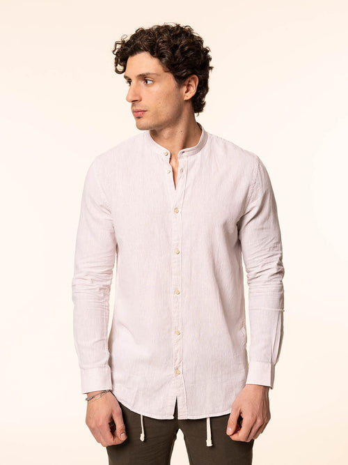 Camicia in lino collo|Colore:Ecru