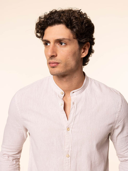 Camicia in lino collo|Colore:Ecru