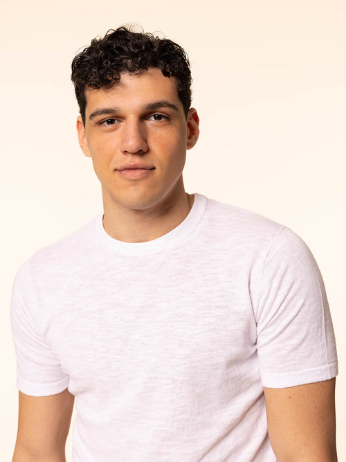 T-Shirt maglia tessuto fiammato|Colore:Bianco