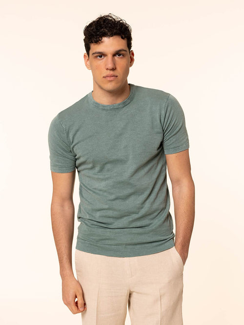 T-Shirt maglia tessuto fiammato|Colore:Salvia