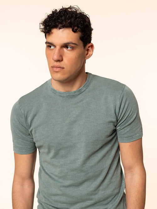 T-Shirt maglia tessuto fiammato|Colore:Salvia