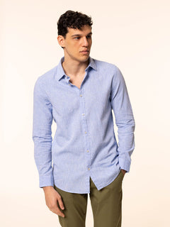 Camicia in lino collo francese|Colore:Azzurro