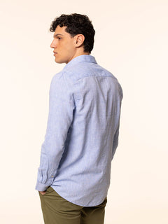 Camicia in lino collo francese|Colore:Azzurro