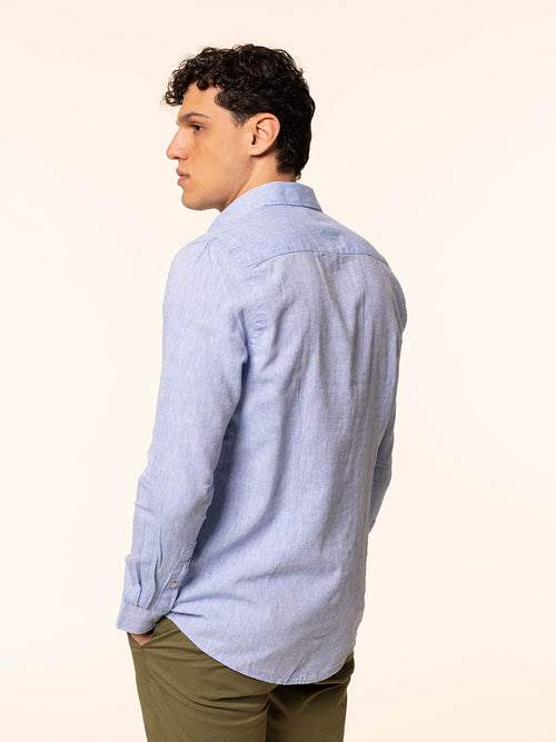 Camicia in lino collo francese|Colore:Azzurro