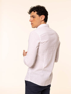 Camicia in lino collo francese|Colore:Bianco