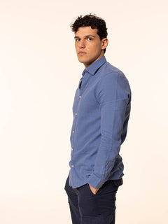 Camicia in lino collo francese|Colore:Denim