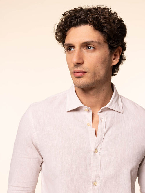 Camicia in lino collo francese|Colore:Ecru