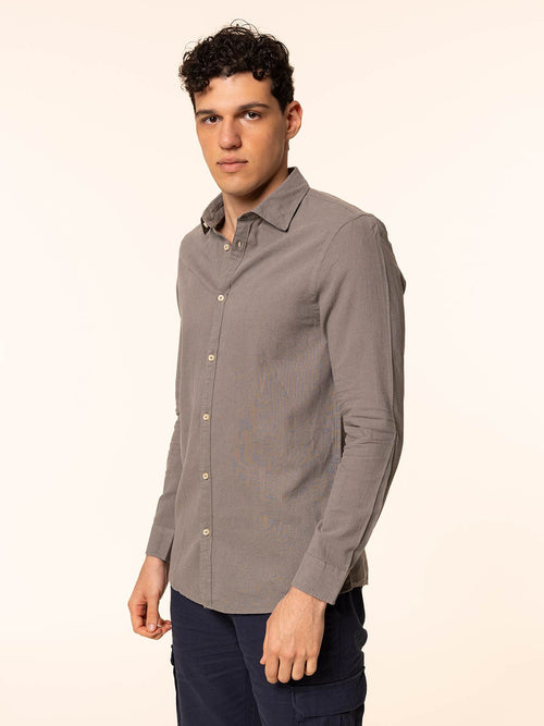 Camicia in lino collo francese|Colore:Verde