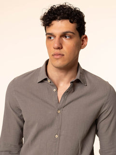 Camicia in lino collo francese|Colore:Verde