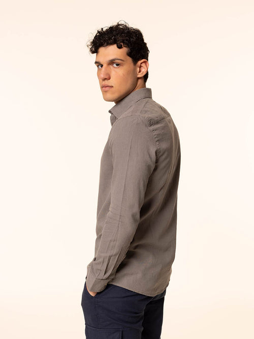 Camicia in lino collo francese|Colore:Verde