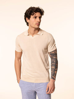 Polo maglia in cotone rasato|Colore:Sabbia