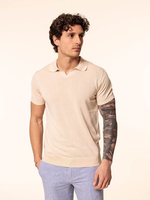 Polo maglia in cotone rasato|Colore:Sabbia