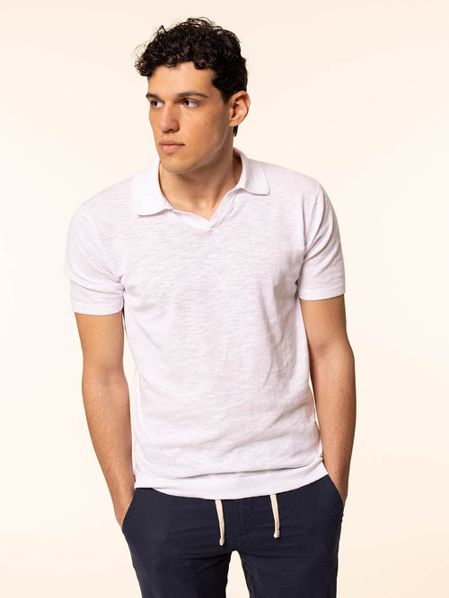 Polo maglia tessuto slub|Colore:Bianco
