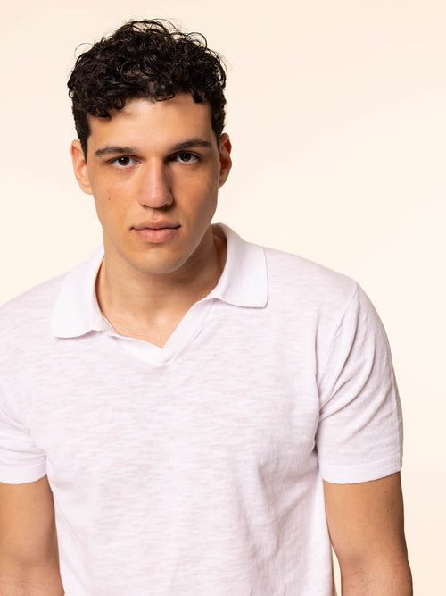 Polo maglia tessuto slub|Colore:Bianco