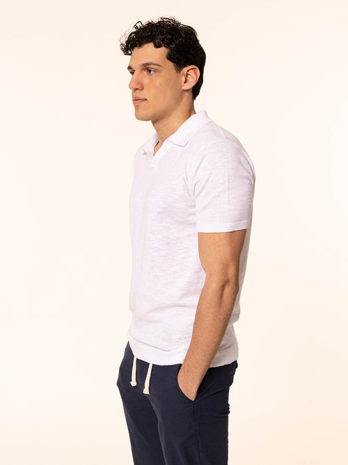 Polo maglia tessuto slub|Colore:Bianco