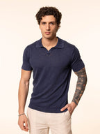 Polo maglia tessuto slub|Colore:Blu