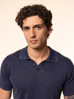 Polo maglia tessuto slub|Colore:Blu