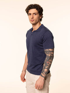 Polo maglia tessuto slub|Colore:Blu