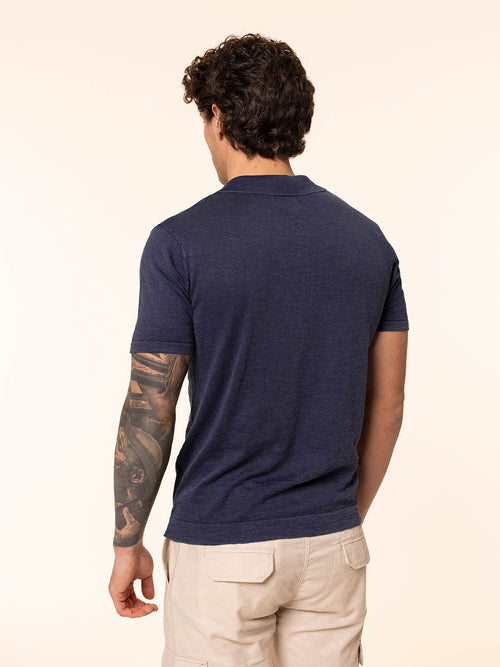 Polo maglia tessuto slub|Colore:Blu