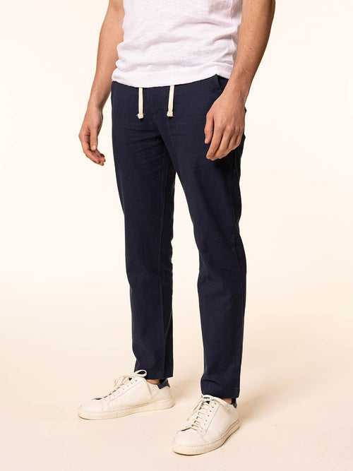 Pantaloni in misto lino|Colore:Blu