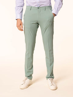 Pantaloni chino in tessuto misto|Colore:Verde