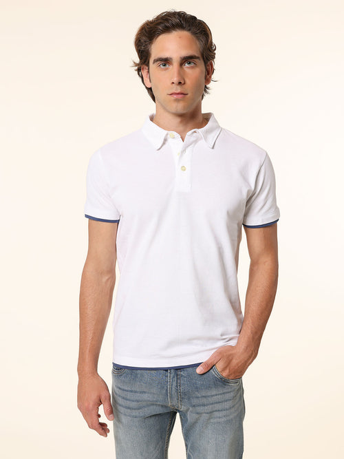 Polo Piquet bordi contrasto|Colore:Bianco