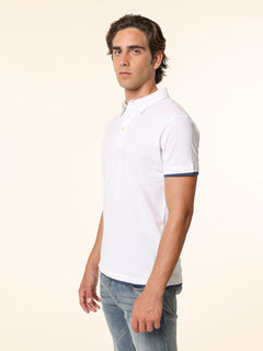 Polo Piquet bordi contrasto|Colore:Bianco