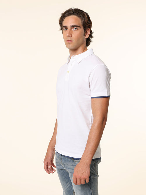 Polo Piquet bordi contrasto|Colore:Bianco