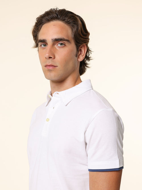 Polo Piquet bordi contrasto|Colore:Bianco