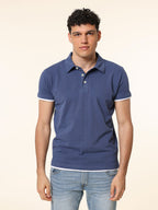 Polo Piquet bordi contrasto|Colore:Blu