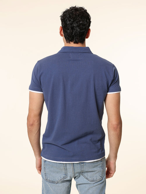 Polo Piquet bordi contrasto|Colore:Blu