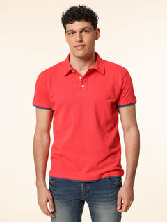 Polo Piquet bordi contrasto|Colore:Rosso
