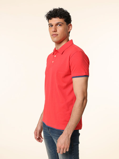 Polo Piquet bordi contrasto|Colore:Rosso