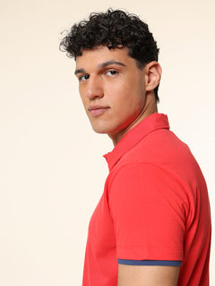 Polo Piquet bordi contrasto|Colore:Rosso