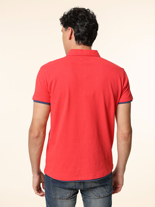 Polo Piquet bordi contrasto|Colore:Rosso