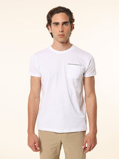 T-Shirt in cotone con taschino|Colore:Bianco