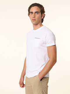 T-Shirt in cotone con taschino|Colore:Bianco