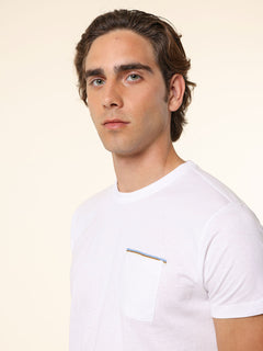 T-Shirt in cotone con taschino|Colore:Bianco
