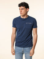 T-Shirt in cotone con taschino|Colore:Blu