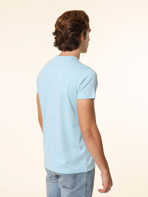 T-Shirt in cotone con taschino|Colore:Celeste
