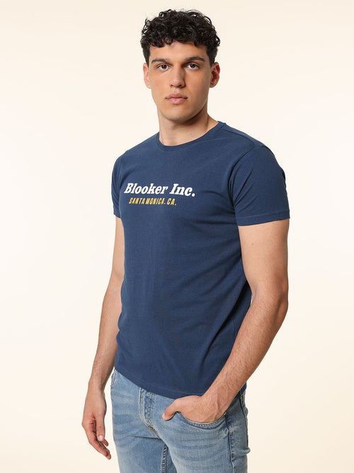 T-Shirt in cotone stampa logo|Colore:Blu