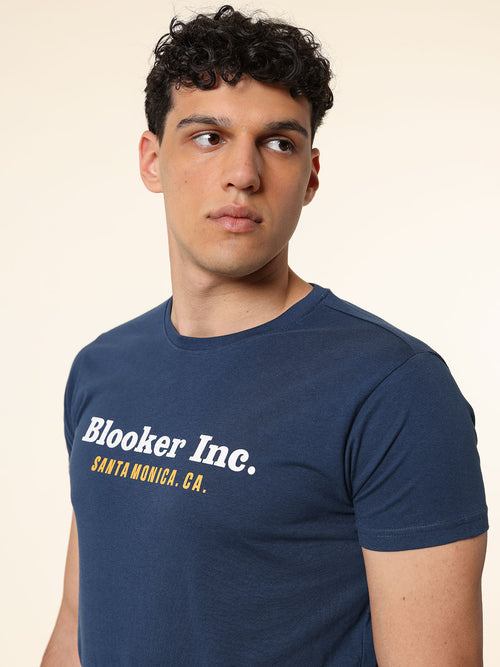 T-Shirt in cotone stampa logo|Colore:Blu