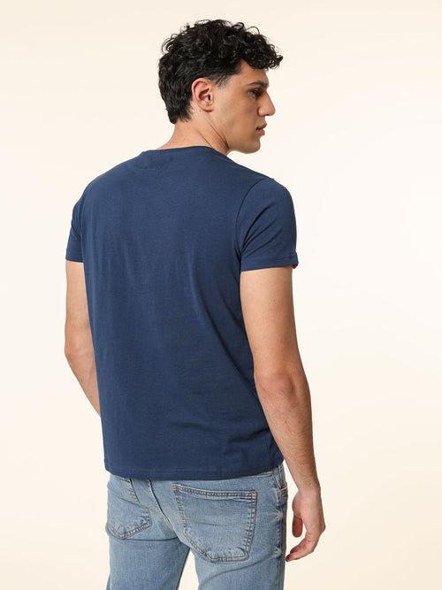 T-Shirt in cotone stampa logo|Colore:Blu