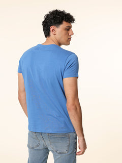 T-Shirt in cotone stampa logo|Colore:Royal