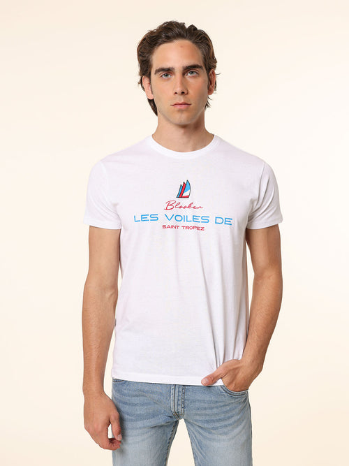 T-Shirt in cotone stampa logo|Colore:Bianco