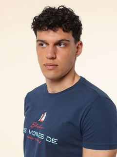 T-Shirt in cotone stampa logo|Colore:Blu