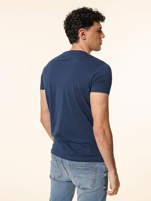 T-Shirt in cotone stampa logo|Colore:Blu
